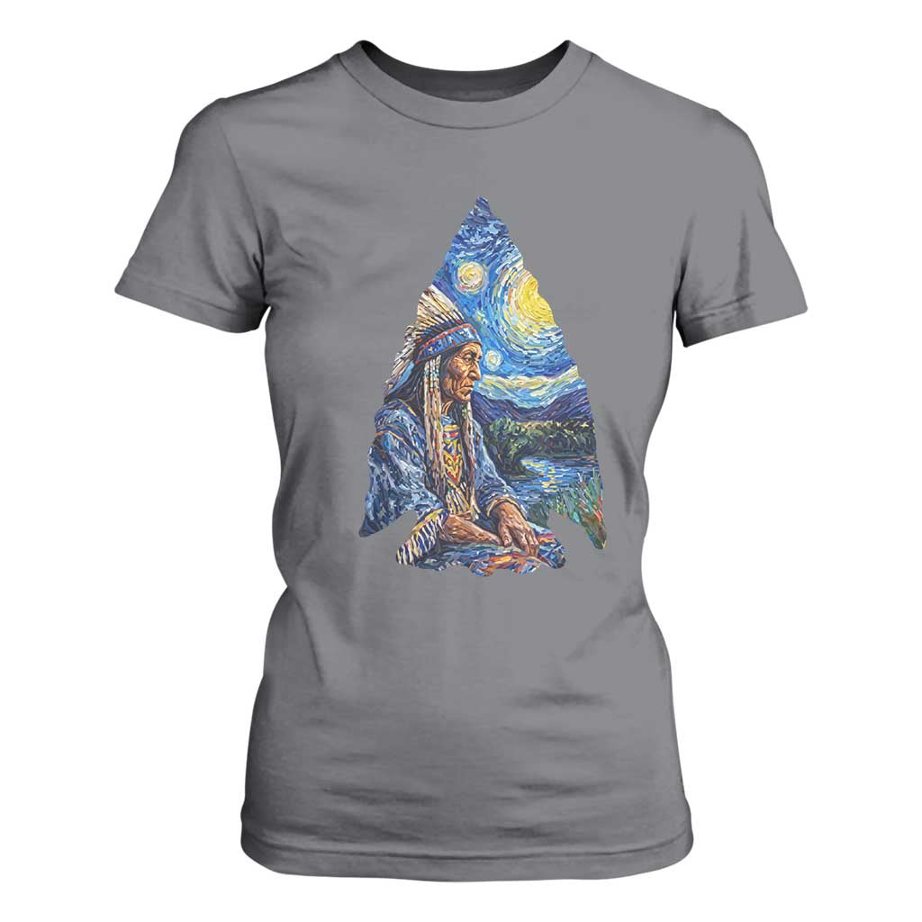 Native American Arrowhead Hunter Starry Night T Shirt For Women