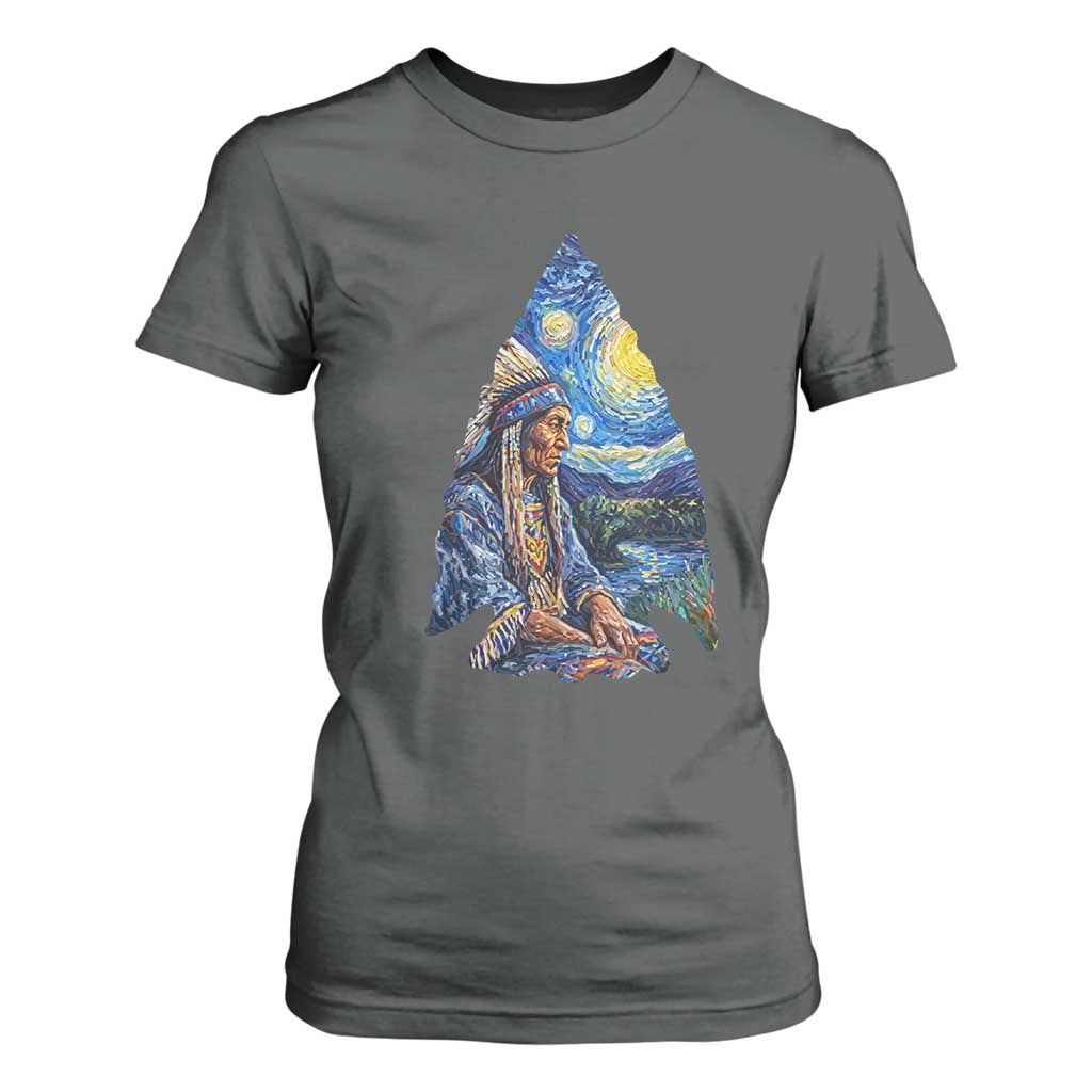 Native American Arrowhead Hunter Starry Night T Shirt For Women