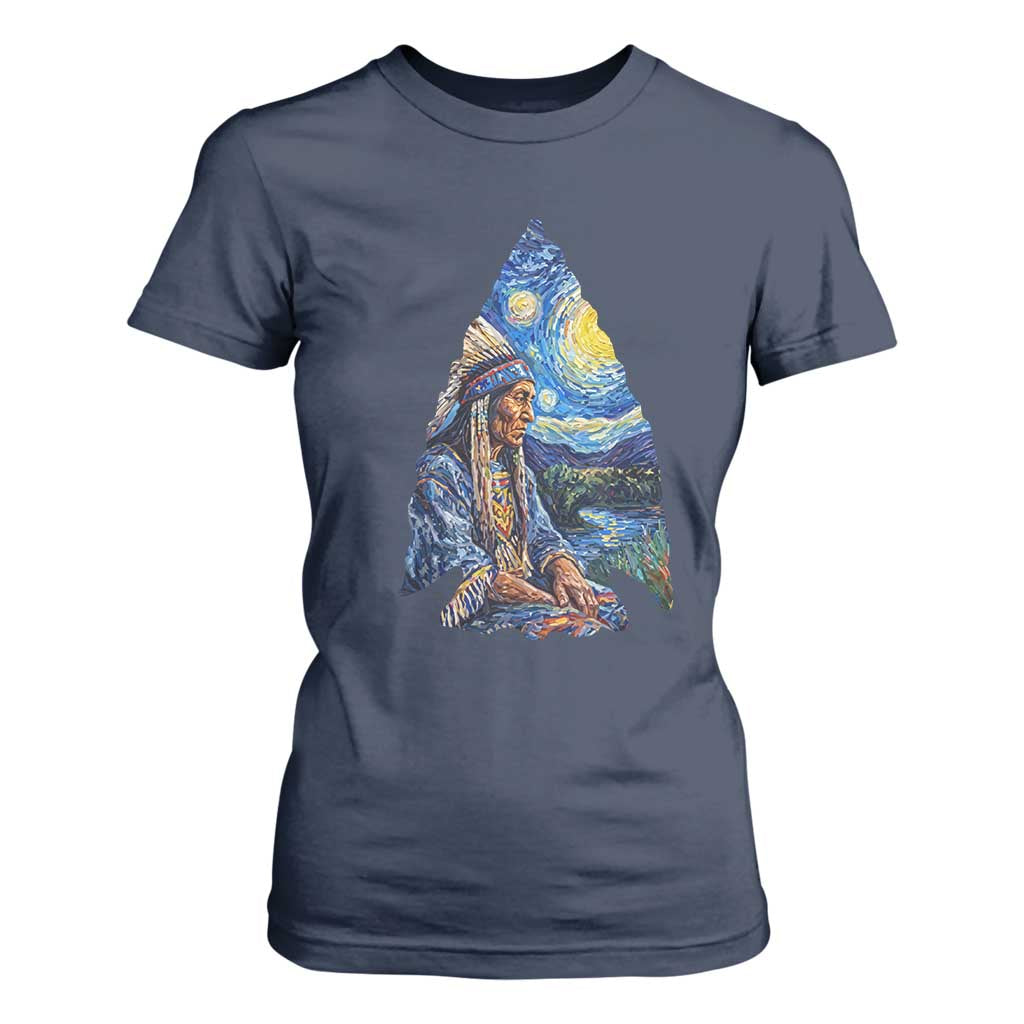 Native American Arrowhead Hunter Starry Night T Shirt For Women