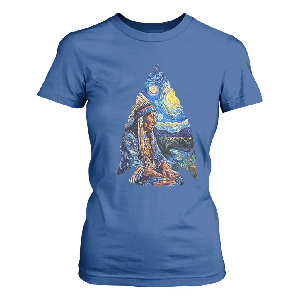 Native American Arrowhead Hunter Starry Night T Shirt For Women