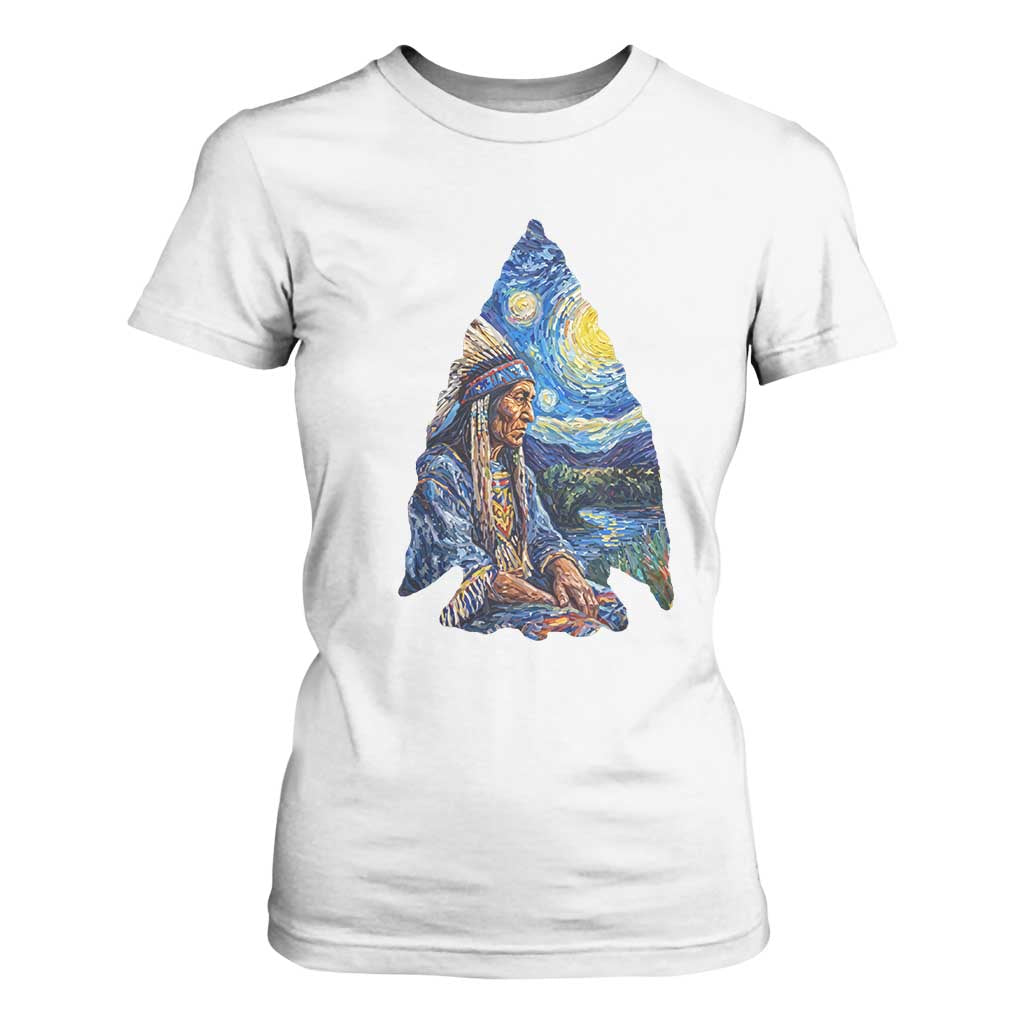 Native American Arrowhead Hunter Starry Night T Shirt For Women
