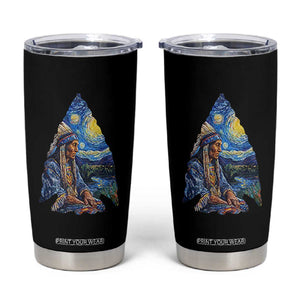 Native American Arrowhead Hunter Starry Night Tumbler Cup
