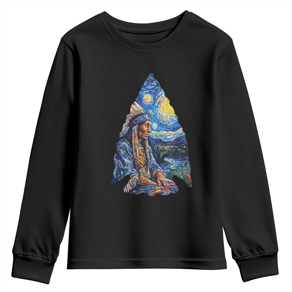 Native American Arrowhead Hunter Starry Night Youth Sweatshirt TS14 Black Print Your Wear
