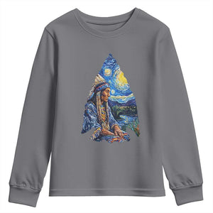 Native American Arrowhead Hunter Starry Night Youth Sweatshirt