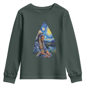Native American Arrowhead Hunter Starry Night Youth Sweatshirt
