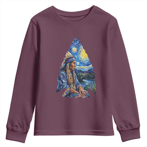 Native American Arrowhead Hunter Starry Night Youth Sweatshirt