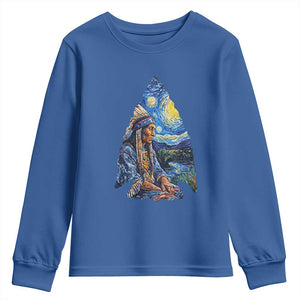 Native American Arrowhead Hunter Starry Night Youth Sweatshirt