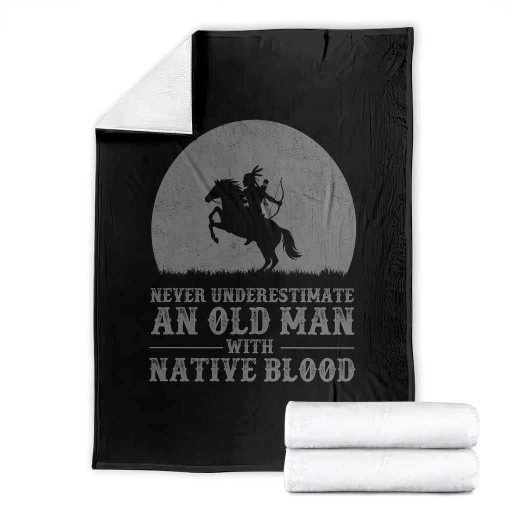 Never Underestimate An Old Man Native American Warrior Throw Blanket