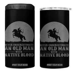 Never Underestimate An Old Man Native American Warrior 4 in 1 Can Cooler Tumbler