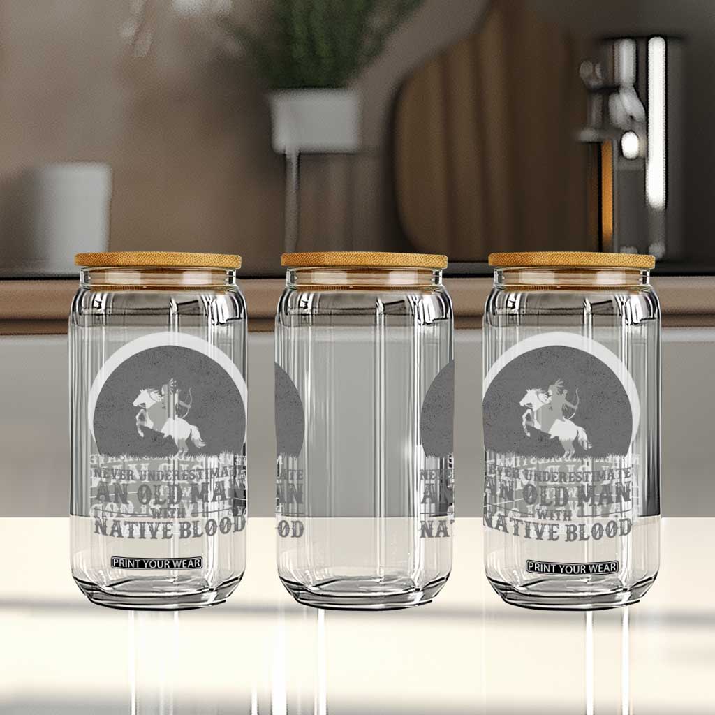 Never Underestimate An Old Man Native American Warrior Glass Can