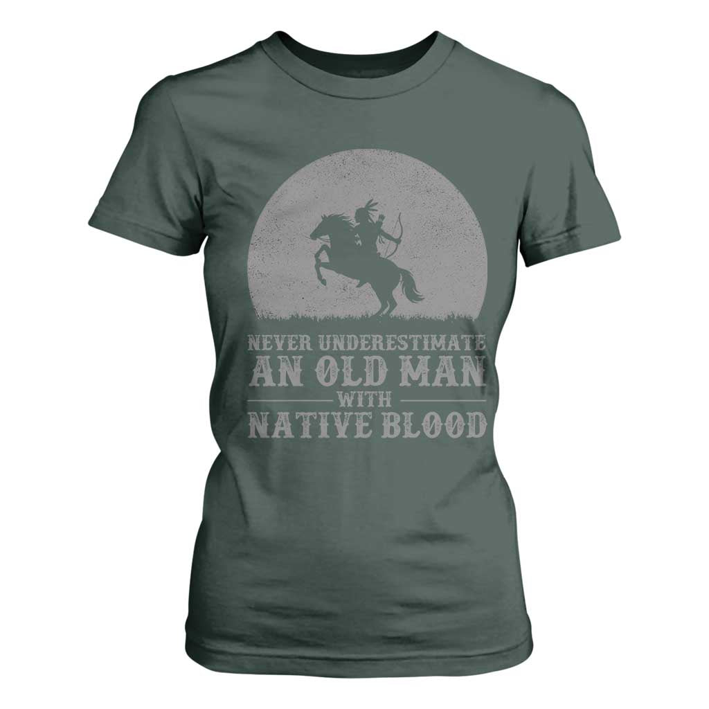 Never Underestimate An Old Man Native American Warrior T Shirt For Women