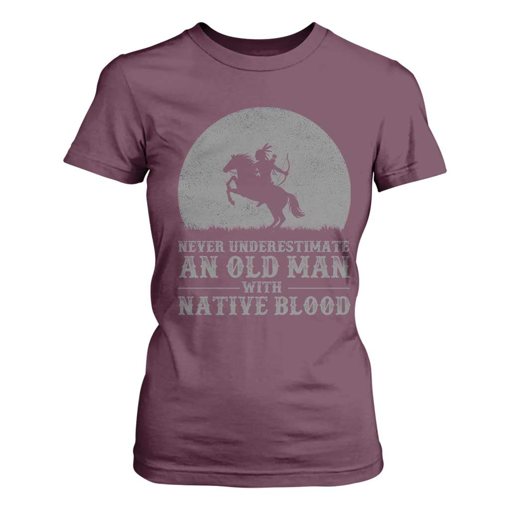Never Underestimate An Old Man Native American Warrior T Shirt For Women