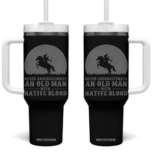 Never Underestimate An Old Man Native American Warrior Tumbler With Handle