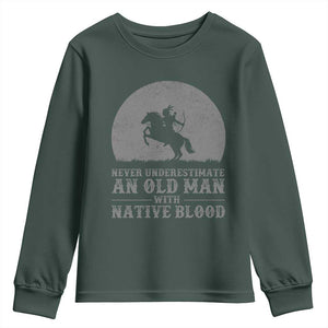 Never Underestimate An Old Man Native American Warrior Youth Sweatshirt
