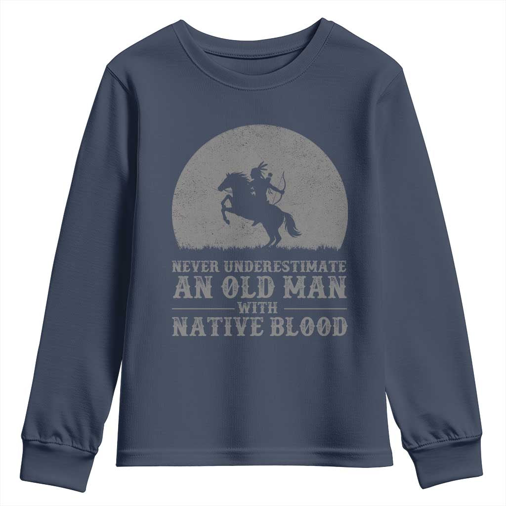 Never Underestimate An Old Man Native American Warrior Youth Sweatshirt