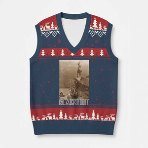 Blackfoot Native American Indians At Glacier National Park V-Neck Knit Sweater Vest