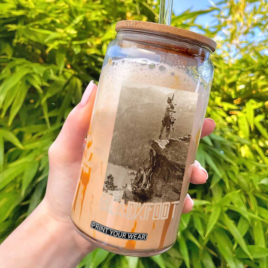 Blackfoot Native American Indians At Glacier National Park Glass Can