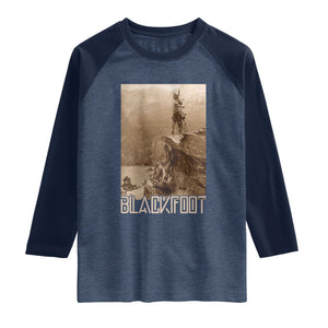 Blackfoot Native American Indians At Glacier National Park Raglan Shirt