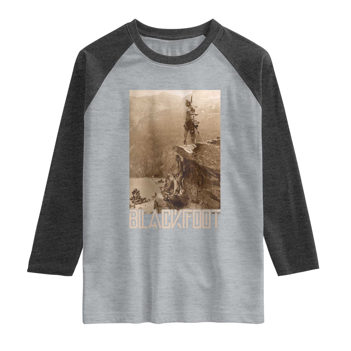 Blackfoot Native American Indians At Glacier National Park Raglan Shirt