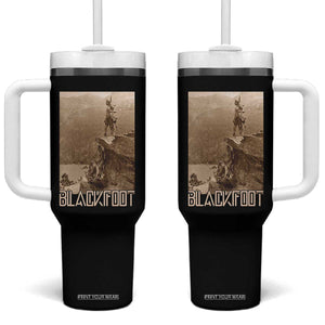 Blackfoot Native American Indians At Glacier National Park Tumbler With Handle