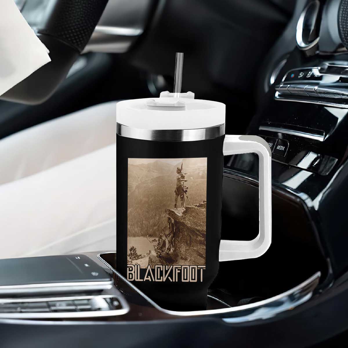 Blackfoot Native American Indians At Glacier National Park Tumbler With Handle