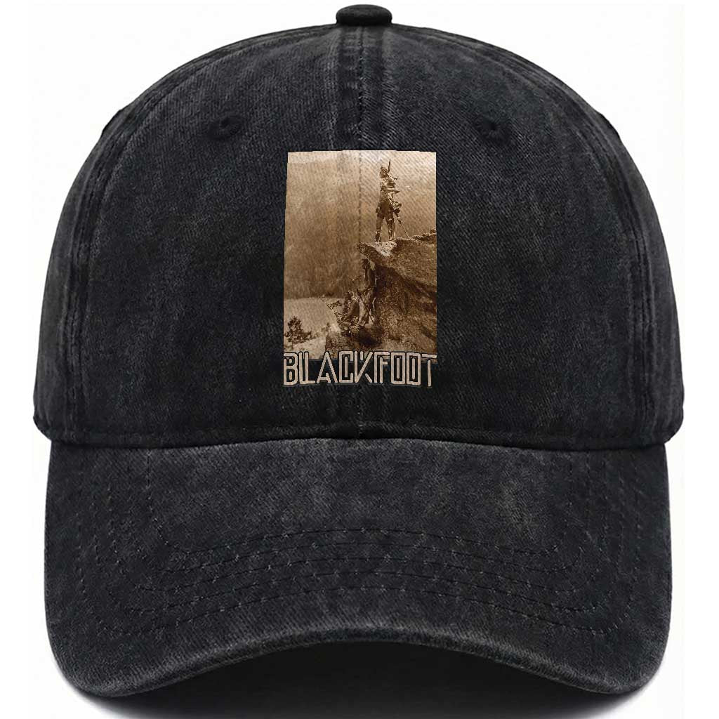 Blackfoot Native American Indians At Glacier National Park Washed Cotton Baseball Cap TS14 Print Your Wear