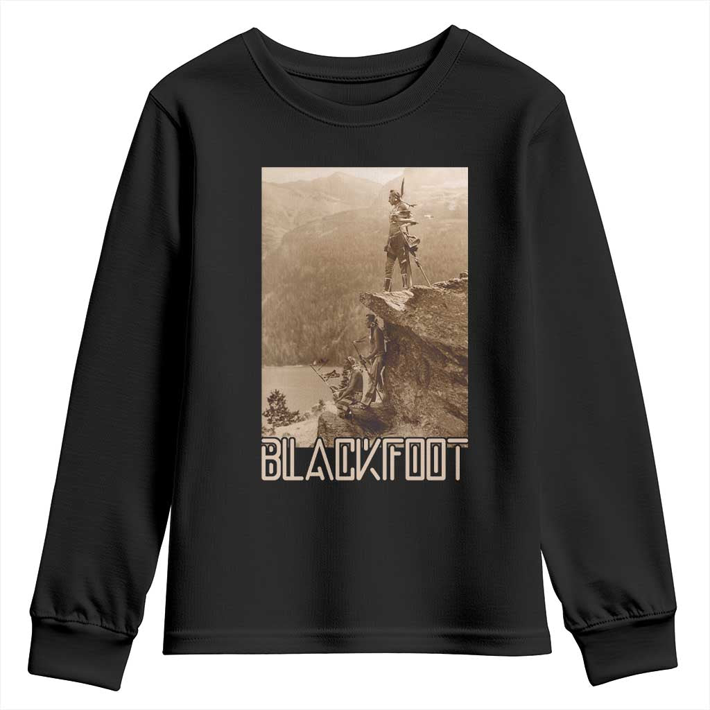 Blackfoot Native American Indians At Glacier National Park Youth Sweatshirt TS14 Black Print Your Wear