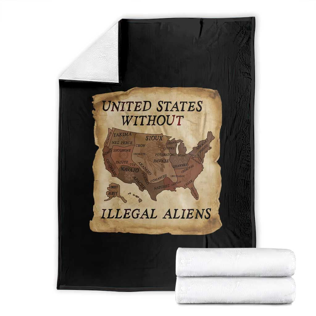 United States Without Illegal Aliens Throw Blanket Native Land Map TS14 Black Print Your Wear