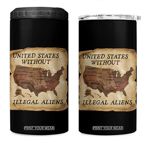 United States Without Illegal Aliens 4 in 1 Can Cooler Tumbler Native Land Map