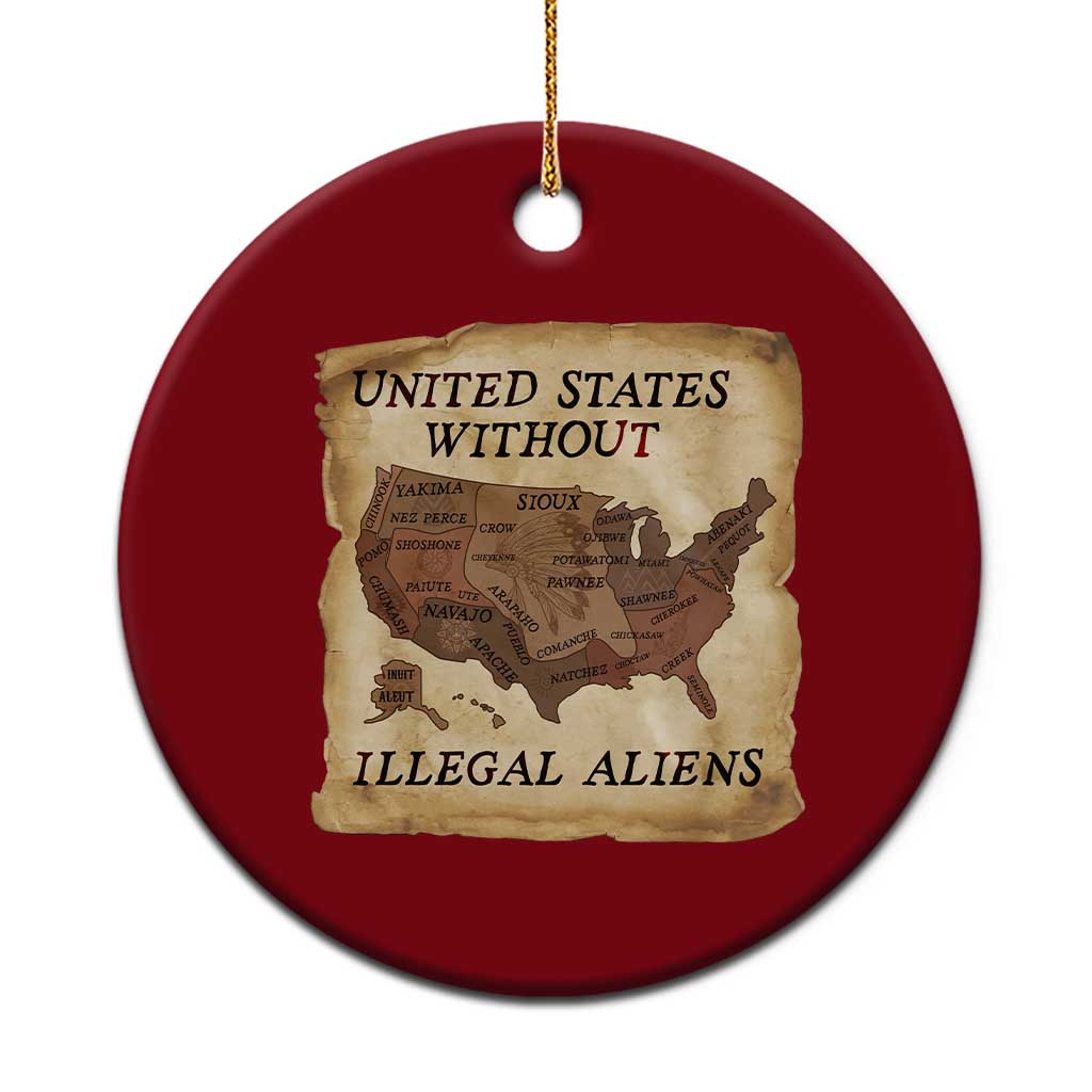 United States Without Illegal Aliens Ceramic Ornament Native Land Map TS14 1pc Red Print Your Wear