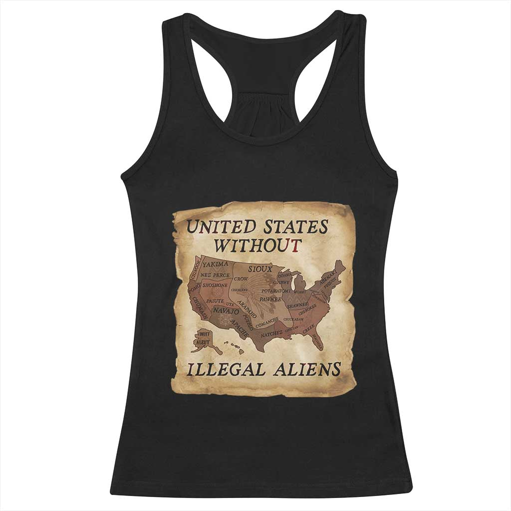 United States Without Illegal Aliens Racerback Tank Top Native Land Map TS14 Black Print Your Wear