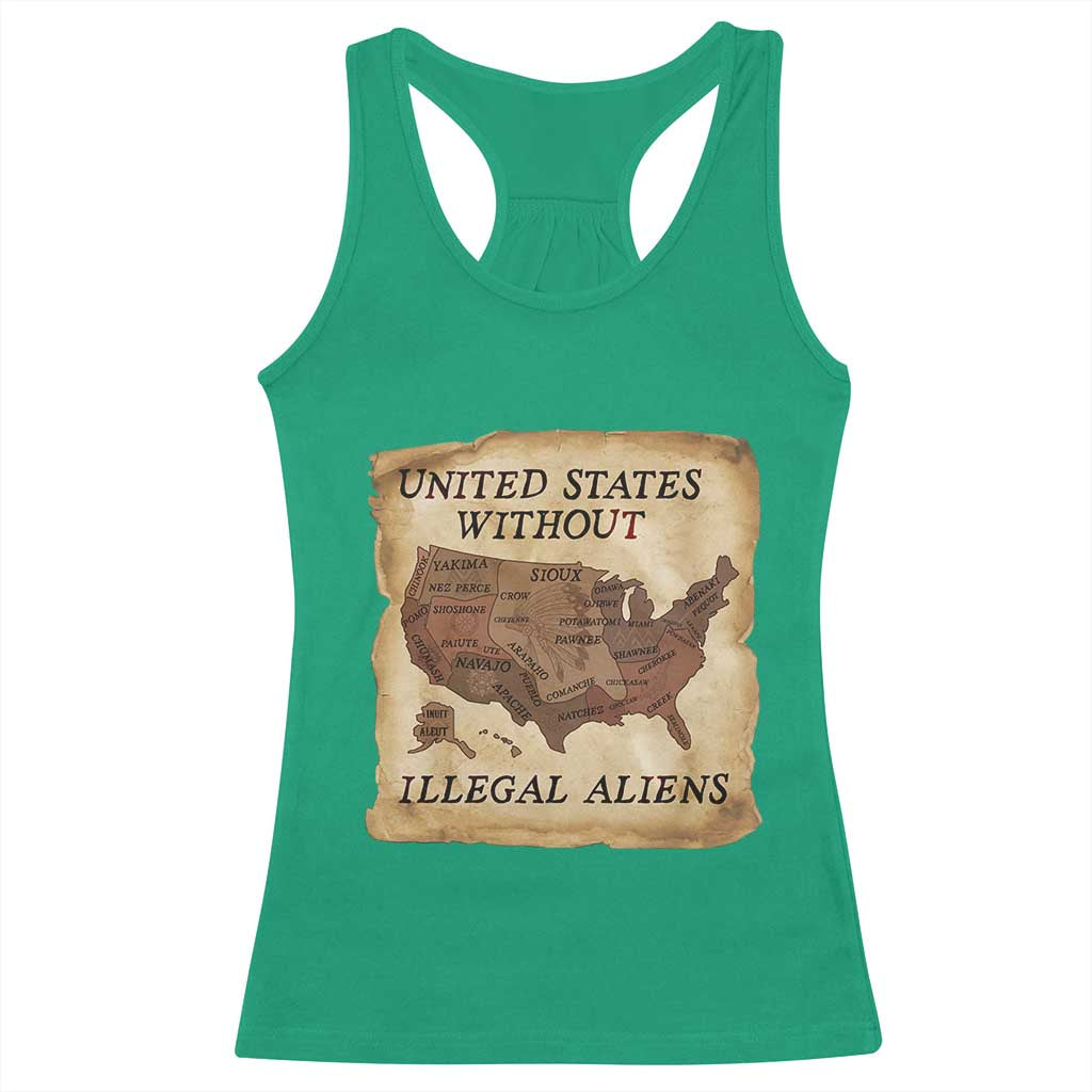 United States Without Illegal Aliens Racerback Tank Top Native Land Map