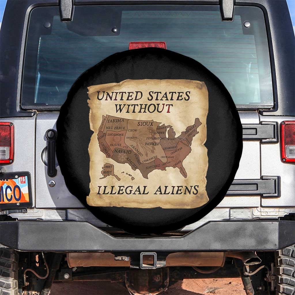 United States Without Illegal Aliens Spare Tire Cover Native Land Map TS14 No hole Black Print Your Wear