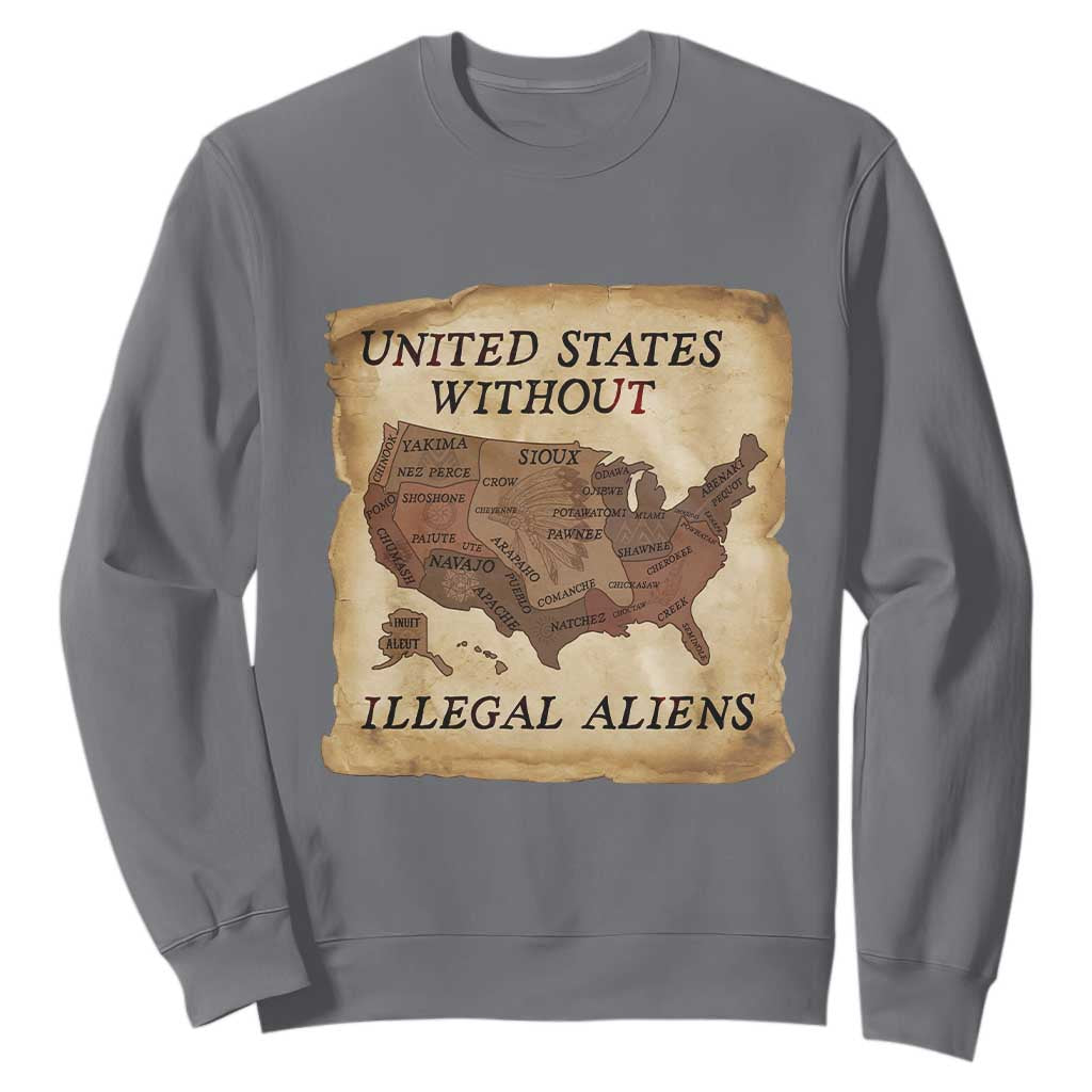 United States Without Illegal Aliens Sweatshirt Native Land Map