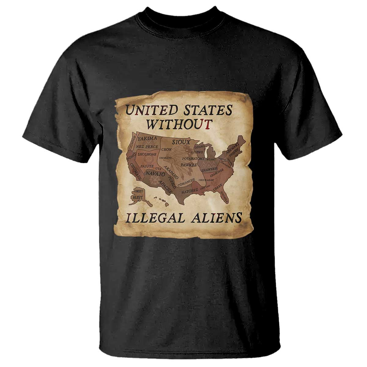 United States Without Illegal Aliens T Shirt Native Land Map TS14 Black Print Your Wear