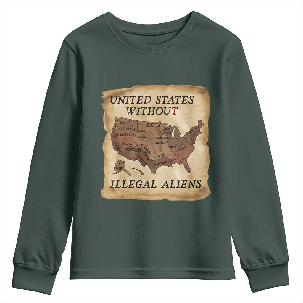 United States Without Illegal Aliens Youth Sweatshirt Native Land Map