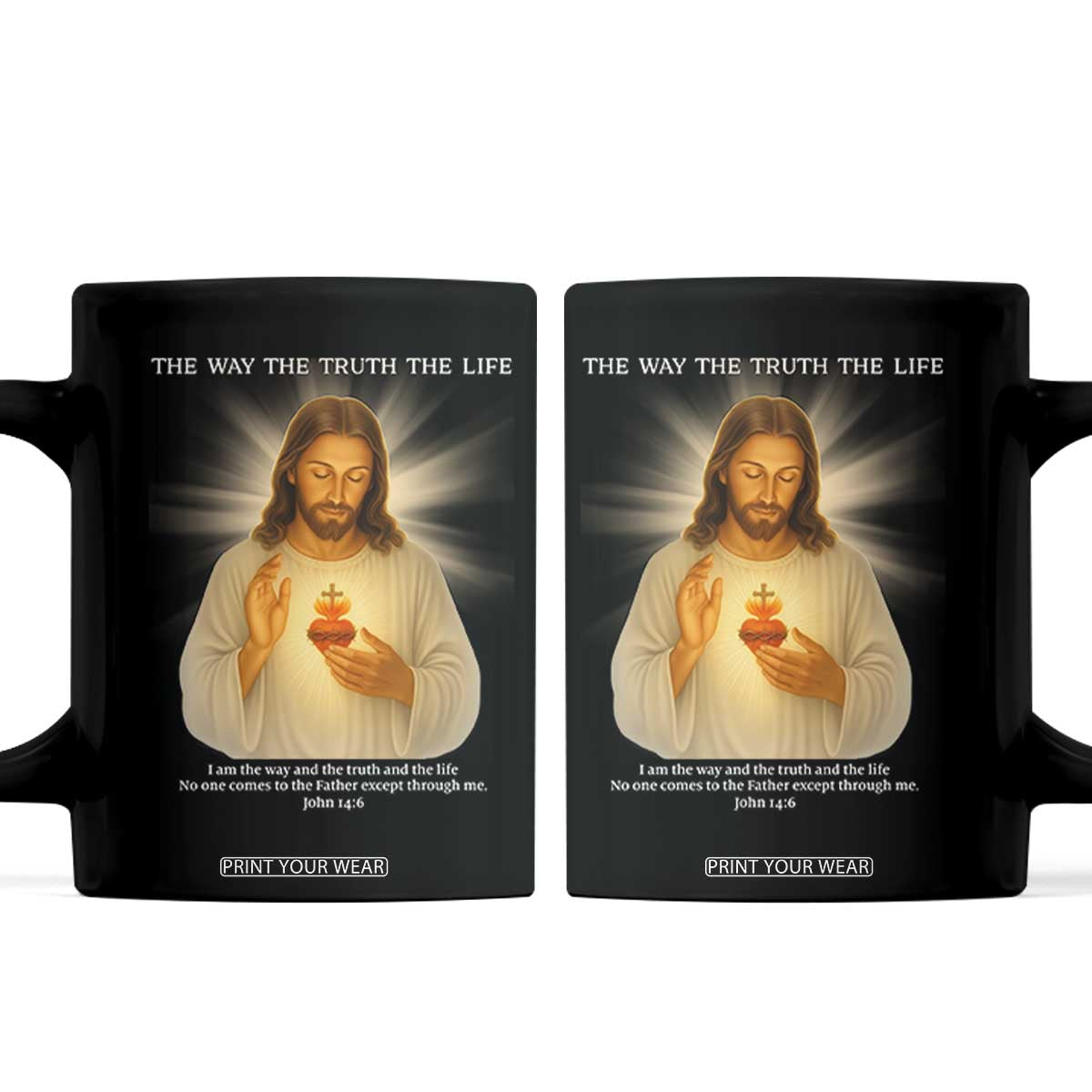 Jesus Christian Christmas Coffee Mug Cross Bible Verse Inspirational TS14 Black Print Your Wear