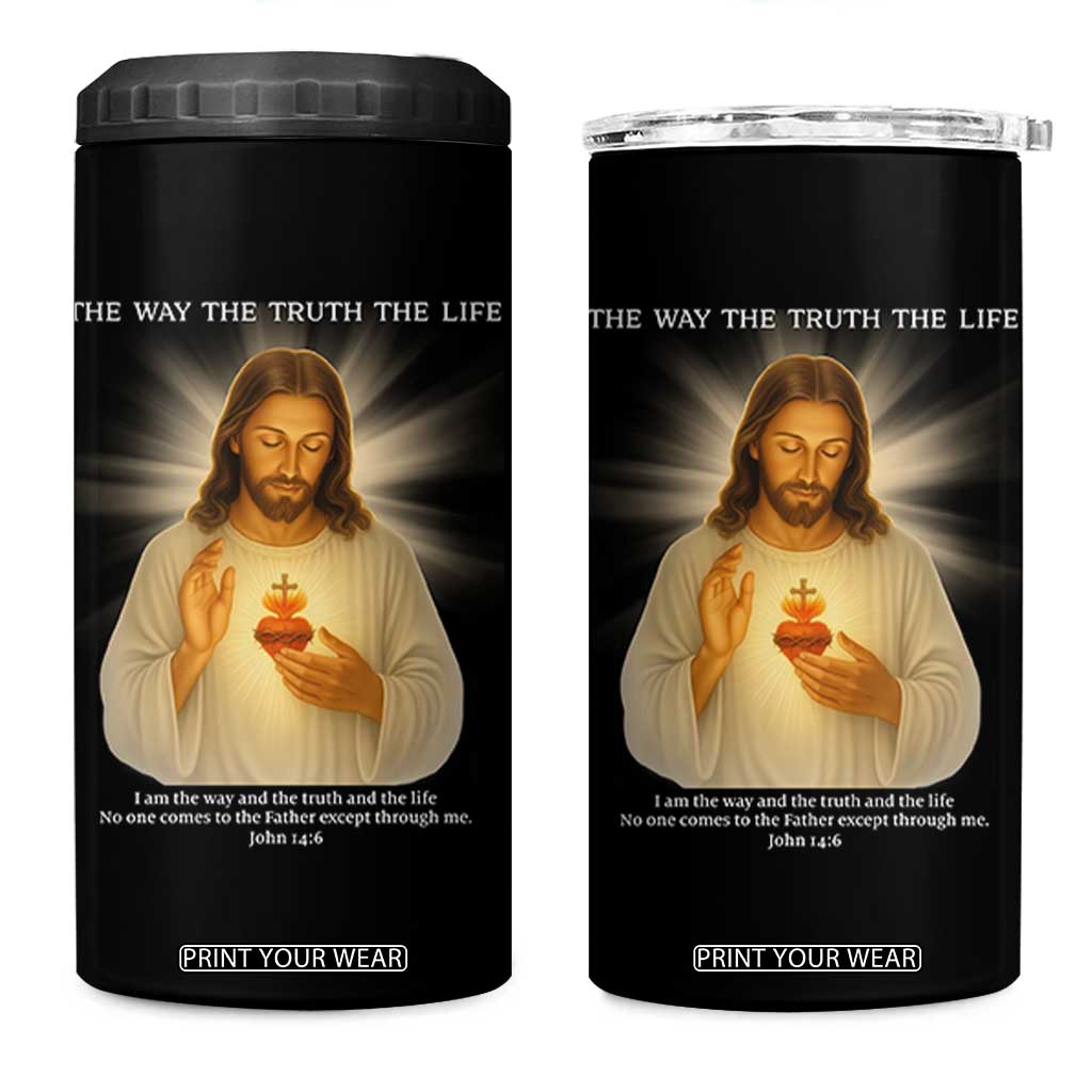 Jesus Christian Christmas 4 in 1 Can Cooler Tumbler Cross Bible Verse Inspirational TS14 One Size: 16 oz Black Print Your Wear