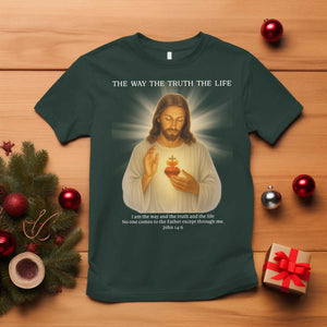 Jesus Christian Christmas T Shirt Cross Bible Verse Inspirational TS14 Dark Forest Green Print Your Wear