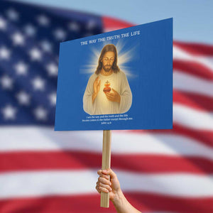Jesus Christian Christmas Protest Sign Cross Bible Verse Inspirational TS14 Horizontal 18" × 24" Blue Print Your Wear