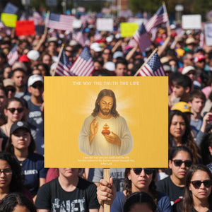 Jesus Christian Christmas Protest Sign Cross Bible Verse Inspirational TS14 Horizontal 18" × 24" Yellow Print Your Wear