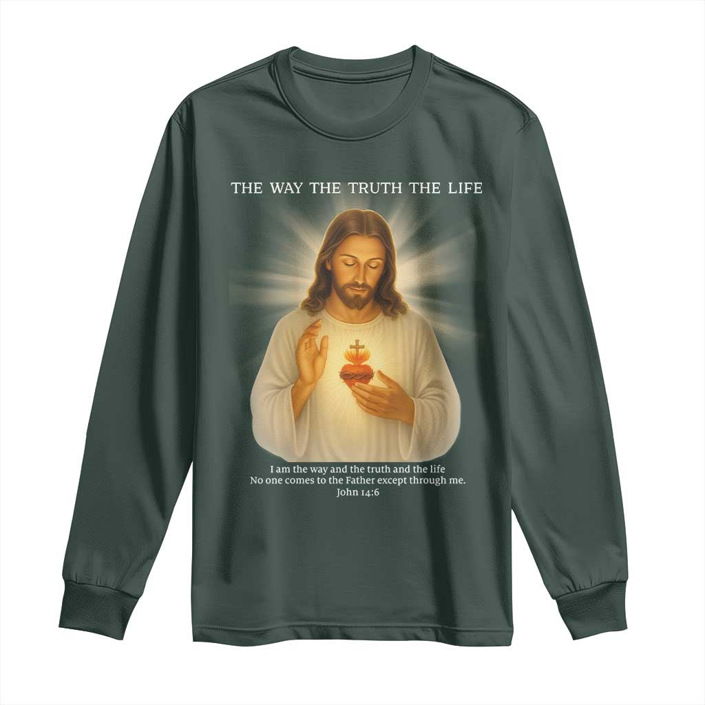 Jesus Christian Christmas Long Sleeve Shirt Cross Bible Verse Inspirational TS14 Dark Forest Green Print Your Wear