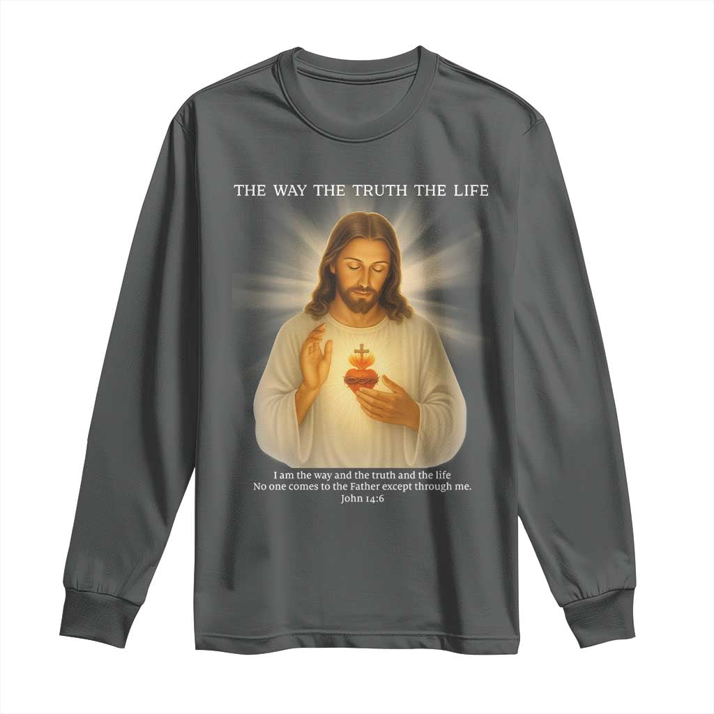 Jesus Christian Christmas Long Sleeve Shirt Cross Bible Verse Inspirational TS14 Dark Heather Print Your Wear
