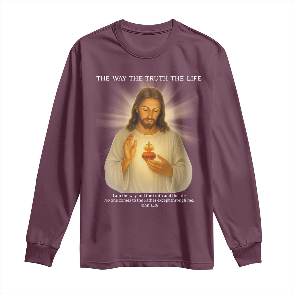 Jesus Christian Christmas Long Sleeve Shirt Cross Bible Verse Inspirational TS14 Maroon Print Your Wear