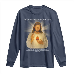 Jesus Christian Christmas Long Sleeve Shirt Cross Bible Verse Inspirational TS14 Navy Print Your Wear