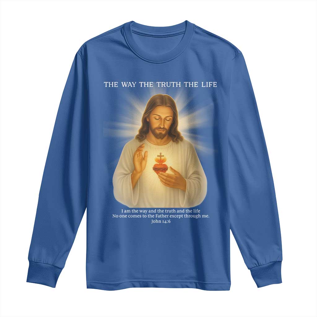 Jesus Christian Christmas Long Sleeve Shirt Cross Bible Verse Inspirational TS14 Royal Blue Print Your Wear