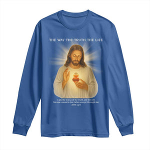 Jesus Christian Christmas Long Sleeve Shirt Cross Bible Verse Inspirational TS14 Royal Blue Print Your Wear