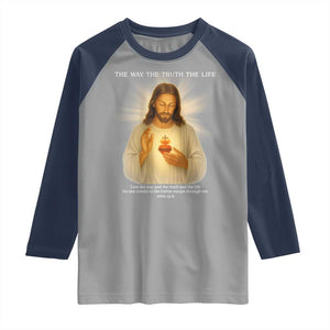 Jesus Christian Christmas Raglan Shirt Cross Bible Verse Inspirational TS14 Sport Gray Navy Print Your Wear