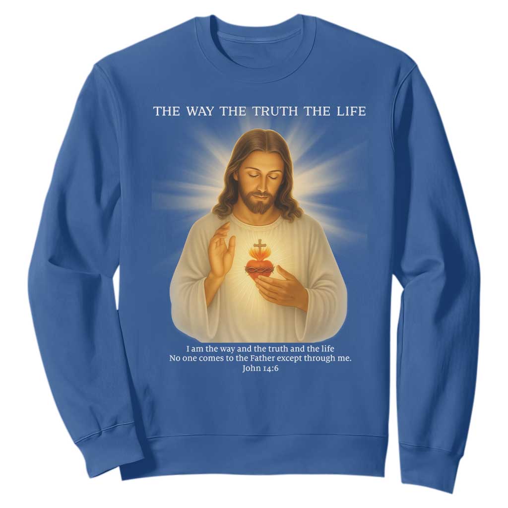 Jesus Christian Christmas Sweatshirt Cross Bible Verse Inspirational TS14 Royal Blue Print Your Wear