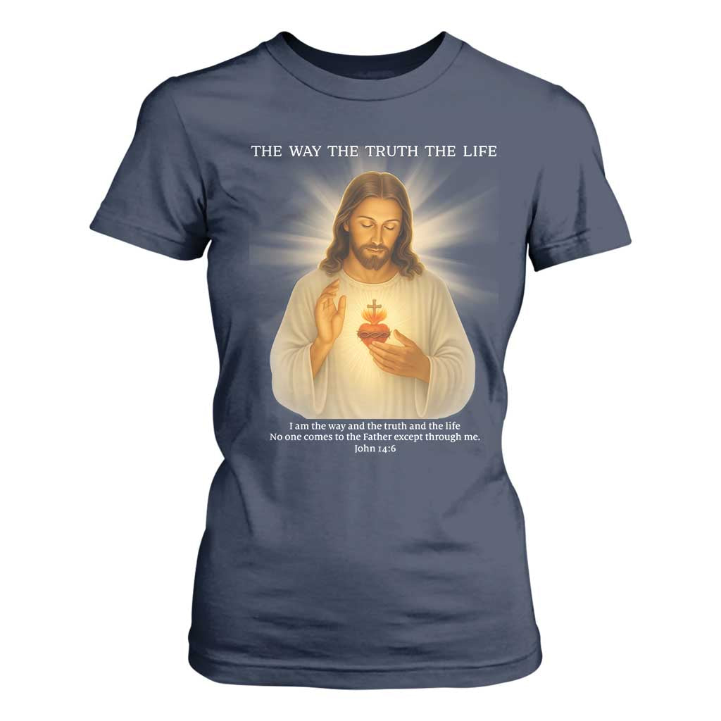 Jesus Christian Christmas T Shirt For Women Cross Bible Verse Inspirational TS14 Navy Print Your Wear